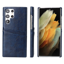 Load image into Gallery viewer, Fierre Shann Retro Oil Wax Texture PU Leather Phone Case with Card Slots, For Samsung Galaxy S22 Ultra 5G, For Samsung Galaxy S22+ 5G, For Samsung Galaxy S22 5G