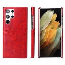 Load image into Gallery viewer, Fierre Shann Retro Oil Wax Texture PU Leather Phone Case with Card Slots, For Samsung Galaxy S22 Ultra 5G, For Samsung Galaxy S22+ 5G, For Samsung Galaxy S22 5G