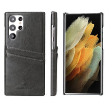 Load image into Gallery viewer, Fierre Shann Retro Oil Wax Texture PU Leather Phone Case with Card Slots, For Samsung Galaxy S22 Ultra 5G, For Samsung Galaxy S22+ 5G, For Samsung Galaxy S22 5G