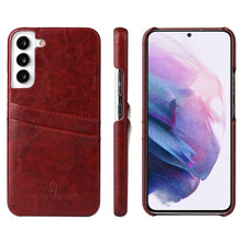 Load image into Gallery viewer, Fierre Shann Retro Oil Wax Texture PU Leather Phone Case with Card Slots, For Samsung Galaxy S22 Ultra 5G, For Samsung Galaxy S22+ 5G, For Samsung Galaxy S22 5G