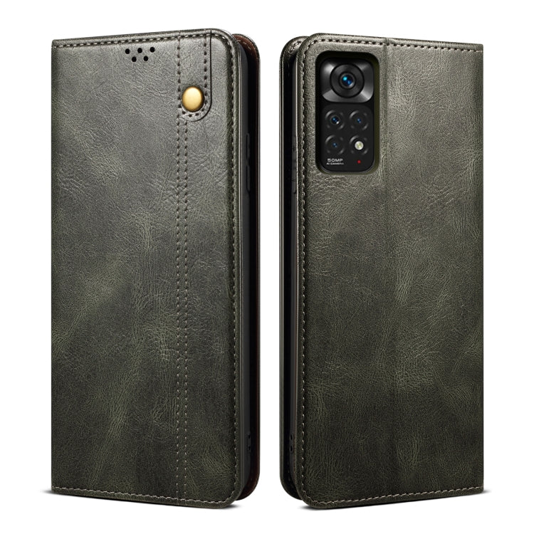 Oil Wax Crazy Horse Texture Leather Phone Case, For Xiaomi Redmi Note 11S / Note 11 Foreign Version