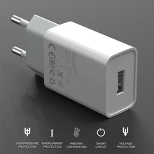 Load image into Gallery viewer, IVON AD-33 2 in 1 2.1A Single USB Port Travel Charger + 1m USB to 8 Pin Data Cable Set,, EU Plug, US Plug