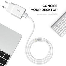 Load image into Gallery viewer, IVON AD-35 2 in 1 18W QC3.0 USB Port Travel Charger + 1m USB to 8 Pin Data Cable Set,, EU Plug, US Plug