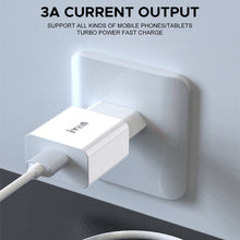 Load image into Gallery viewer, IVON AD-35 2 in 1 18W QC3.0 USB Port Travel Charger + 1m USB to 8 Pin Data Cable Set,, EU Plug, US Plug