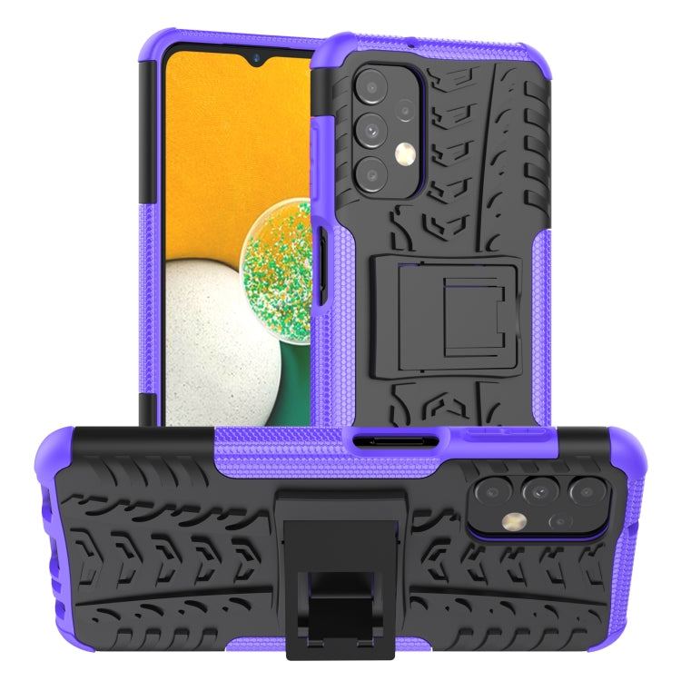 Tire Texture Shockproof TPU+PC Phone Case with Holder, For Samsung Galaxy A13 4G