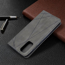 Load image into Gallery viewer, Rhombus Texture Horizontal Flip Magnetic Leather Case with Holder &amp; Card Slots, For Galaxy S20, For Galaxy A71, For Galaxy S20+, For Galaxy S20 Ultra