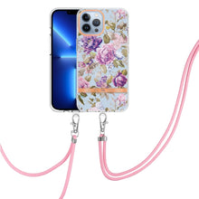 Load image into Gallery viewer, Flowers Series TPU Phone Case with Lanyard, For iPhone 11, For iPhone 11 Pro Max, For iPhone 12 Pro Max, For iPhone 12, For iPhone 13, For iPhone 13 mini, For iPhone 13 Pro, For iPhone 13 Pro Max