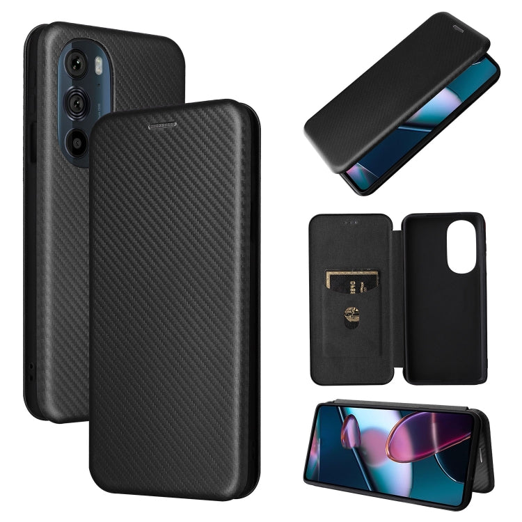 Carbon Fiber Texture Magnetic Horizontal Flip PU Phone Case, For Xiaomi Redmi Note 11 / Note 11S Global, For Motorola Edge X30