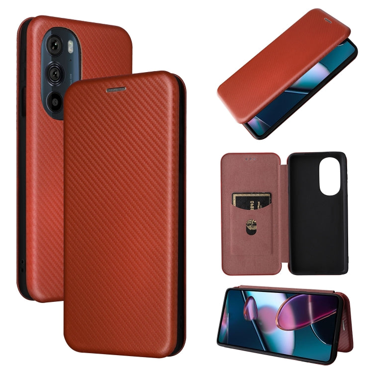 Carbon Fiber Texture Magnetic Horizontal Flip PU Phone Case, For Xiaomi Redmi Note 11 / Note 11S Global, For Motorola Edge X30