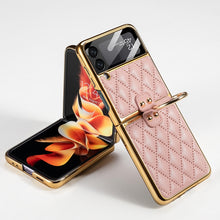 Load image into Gallery viewer, GKK Integrated Plating + Leather Phone Case with Ring, For Samsung Galaxy Z Flip3 5G