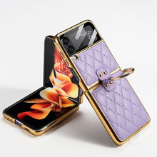 Load image into Gallery viewer, GKK Integrated Plating + Leather Phone Case with Ring, For Samsung Galaxy Z Flip3 5G