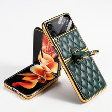 Load image into Gallery viewer, GKK Integrated Plating + Leather Phone Case with Ring, For Samsung Galaxy Z Flip3 5G