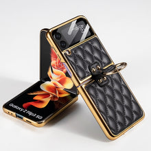 Load image into Gallery viewer, GKK Integrated Plating + Leather Phone Case with Ring, For Samsung Galaxy Z Flip3 5G