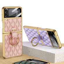 Load image into Gallery viewer, GKK Integrated Plating + Leather Phone Case with Ring, For Samsung Galaxy Z Flip3 5G