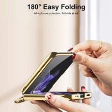 Load image into Gallery viewer, GKK Integrated Plating + Leather Phone Case with Ring, For Samsung Galaxy Z Flip3 5G