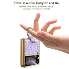 Load image into Gallery viewer, GKK Integrated Plating + Leather Phone Case with Ring, For Samsung Galaxy Z Flip3 5G