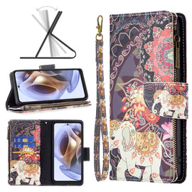 Colored Drawing Pattern Zipper Leather Phone Case, For Motorola Moto G31 / G41, For Nokia G21 / G11, For OPPO A36 / Realme 9i, For OPPO Realme 9 Pro+, For Xiaomi Redmi Note 11, For Samsung Galaxy A23 5G