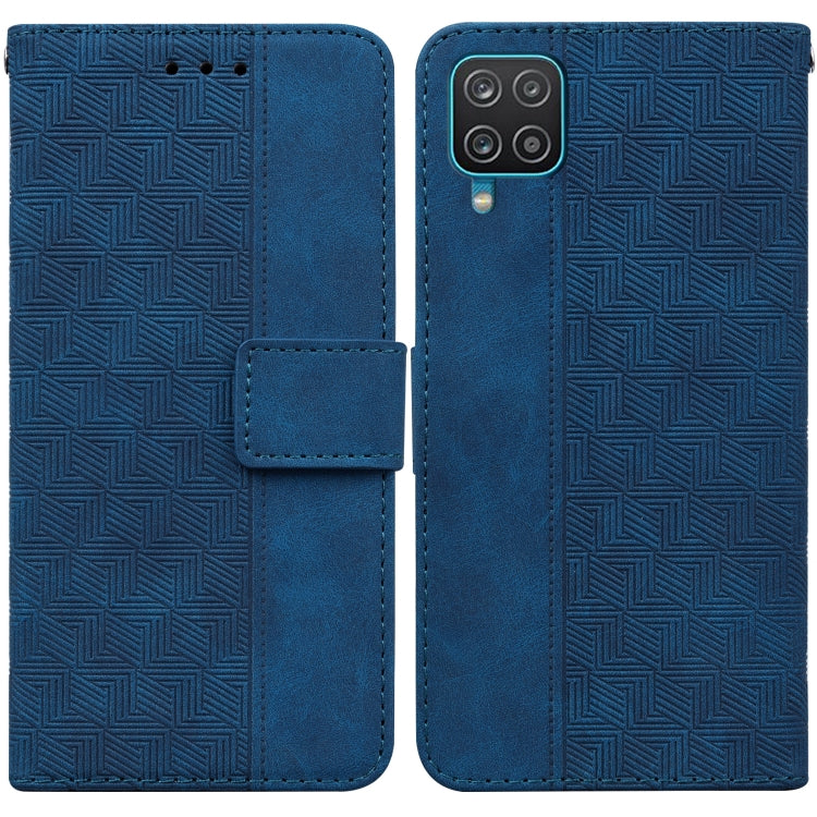 Geometric Embossed Leather Phone Case, For Samsung Galaxy M32 4G Indian / International Version