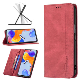 Magnetic RFID Blocking Anti-Theft Leather Phone Case, For Xiaomi Redmi Note 11 Pro International Version