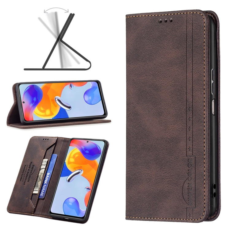 Magnetic RFID Blocking Anti-Theft Leather Phone Case, For Xiaomi Redmi Note 11 Pro International Version