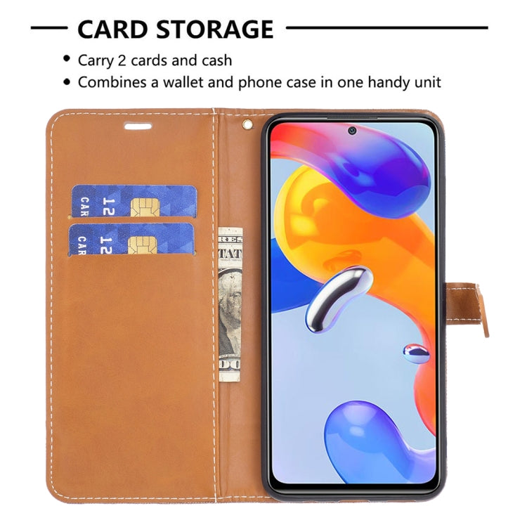 Color Matching Denim Texture Leather Phone Case, For Xiaomi Redmi Note 11 Pro International Version