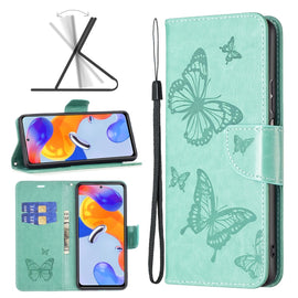 Two Butterflies Embossing Leather Phone Case, For Xiaomi Redmi Note 11 Pro International Version