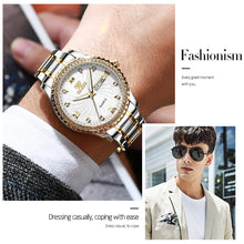 Load image into Gallery viewer, OLEVS 5565 Men Fashion Waterproof Stainless Steel Strap Diamond Quartz Watch