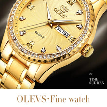 Load image into Gallery viewer, OLEVS 5565 Men Fashion Waterproof Stainless Steel Strap Diamond Quartz Watch