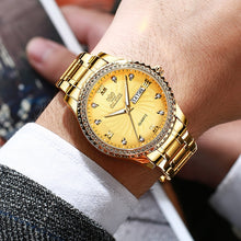 Load image into Gallery viewer, OLEVS 5565 Men Fashion Waterproof Stainless Steel Strap Diamond Quartz Watch