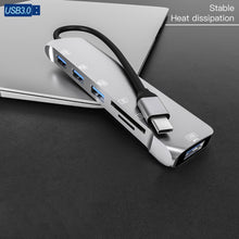 Load image into Gallery viewer, NK-3043H 6 in 1 USB-C / Type-C to TF / SD Card Slot + 4 USB 3.0 Female Adapter, NK-3043H