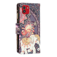 Load image into Gallery viewer, Colored Drawing Pattern Zipper Leather Phone Case, For Samsung Galaxy A03 166mm