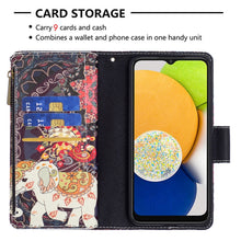 Load image into Gallery viewer, Colored Drawing Pattern Zipper Leather Phone Case, For Samsung Galaxy A03 166mm