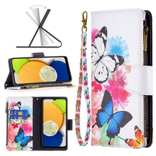 Load image into Gallery viewer, Colored Drawing Pattern Zipper Leather Phone Case, For Samsung Galaxy A03 166mm