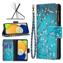 Load image into Gallery viewer, Colored Drawing Pattern Zipper Leather Phone Case, For Samsung Galaxy A03 166mm