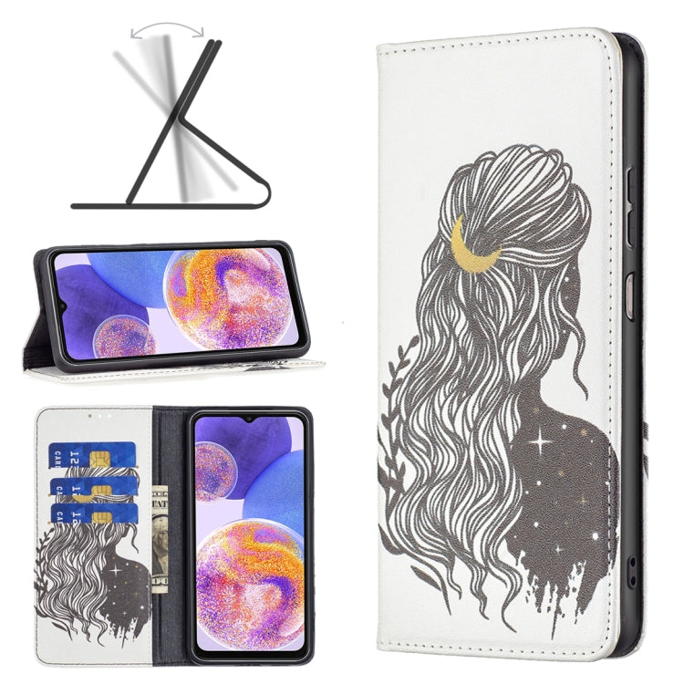 Invisible Magnetic Painted Leather Phone Case, For Samsung Galaxy A23 5G