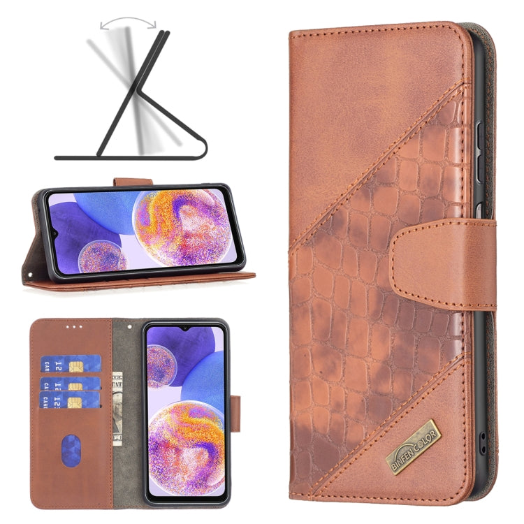 Matching Color Crocodile Texture Leather Phone Case, For Samsung Galaxy A23 5G