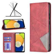 Load image into Gallery viewer, Rhombus Texture Magnetic Leather Phone Case, For Samsung Galaxy A03 166mm