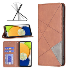 Load image into Gallery viewer, Rhombus Texture Magnetic Leather Phone Case, For Samsung Galaxy A03 166mm