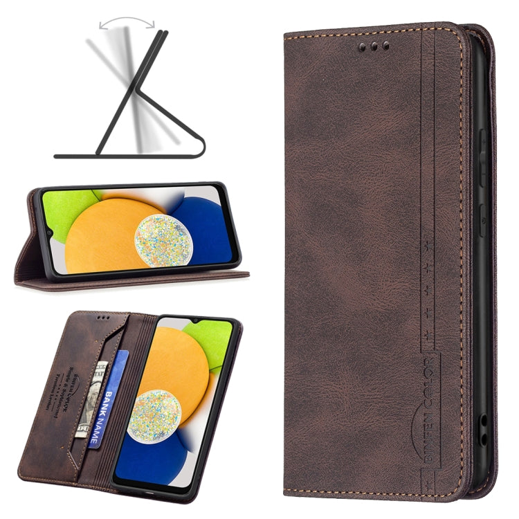 BF08 Magnetic RFID Flip Leather Phone Case, For Samsung Galaxy A03 166mm