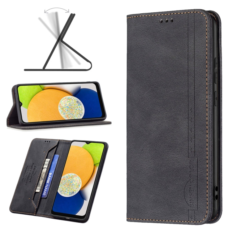 BF08 Magnetic RFID Flip Leather Phone Case, For Samsung Galaxy A03 166mm