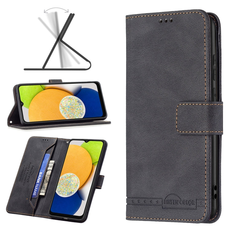 BF09 Magnetic Buckle RFID Flip Leather Phone Case, For Samsung Galaxy A03 166mm