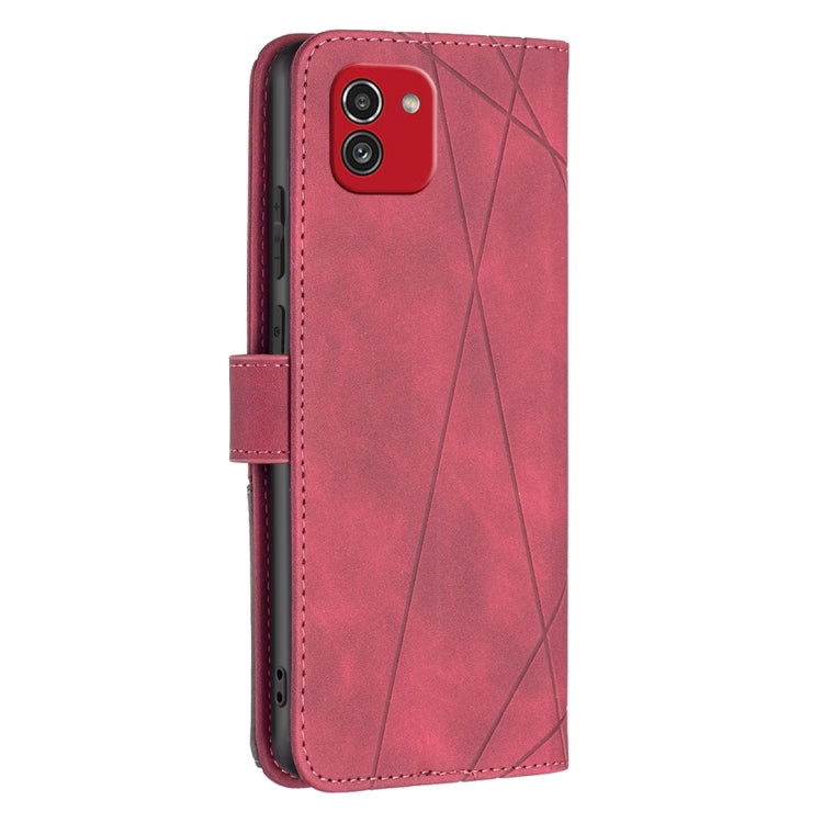 BF05 Magnetic Buckle Rhombus Texture Leather Phone Case, For Samsung Galaxy A03 166mm