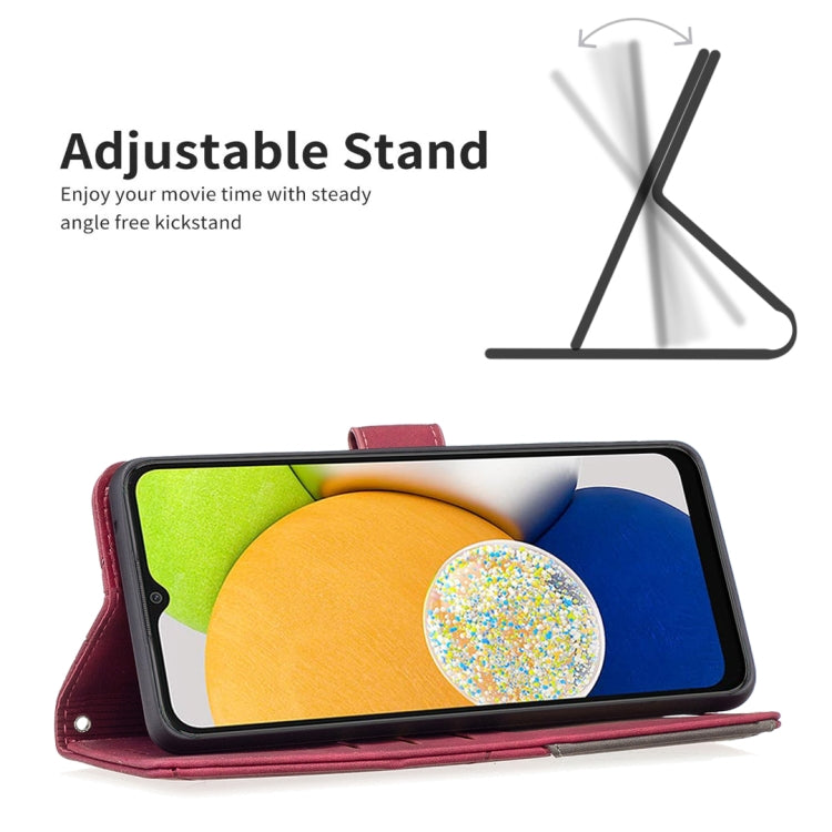 BF05 Magnetic Buckle Rhombus Texture Leather Phone Case, For Samsung Galaxy A03 166mm