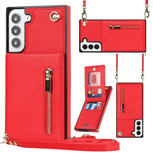 Load image into Gallery viewer, Cross-body Square Zipper Card Holder Bag Phone Case, For Samsung Galaxy S22+ 5G, For Samsung Galaxy S22 5G, For Samsung Galaxy S21 FE 5G, For Samsung Galaxy S22 Ultra 5G