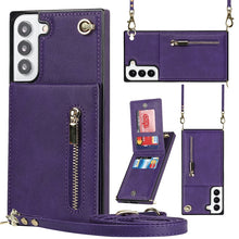 Load image into Gallery viewer, Cross-body Square Zipper Card Holder Bag Phone Case, For Samsung Galaxy S22+ 5G, For Samsung Galaxy S22 5G, For Samsung Galaxy S21 FE 5G, For Samsung Galaxy S22 Ultra 5G