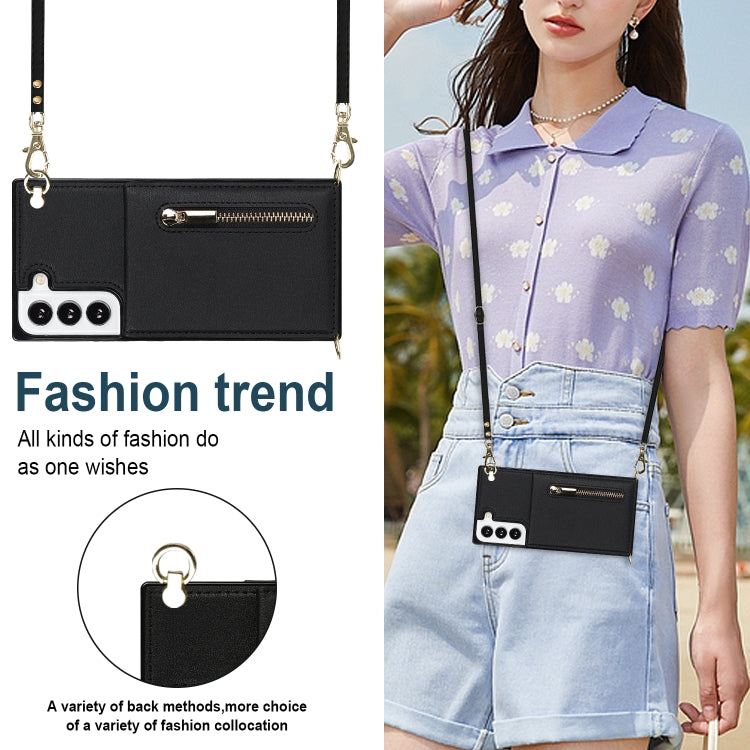 Cross-body Square Zipper Card Holder Bag Phone Case, For Samsung Galaxy S22+ 5G, For Samsung Galaxy S22 5G, For Samsung Galaxy S21 FE 5G, For Samsung Galaxy S22 Ultra 5G