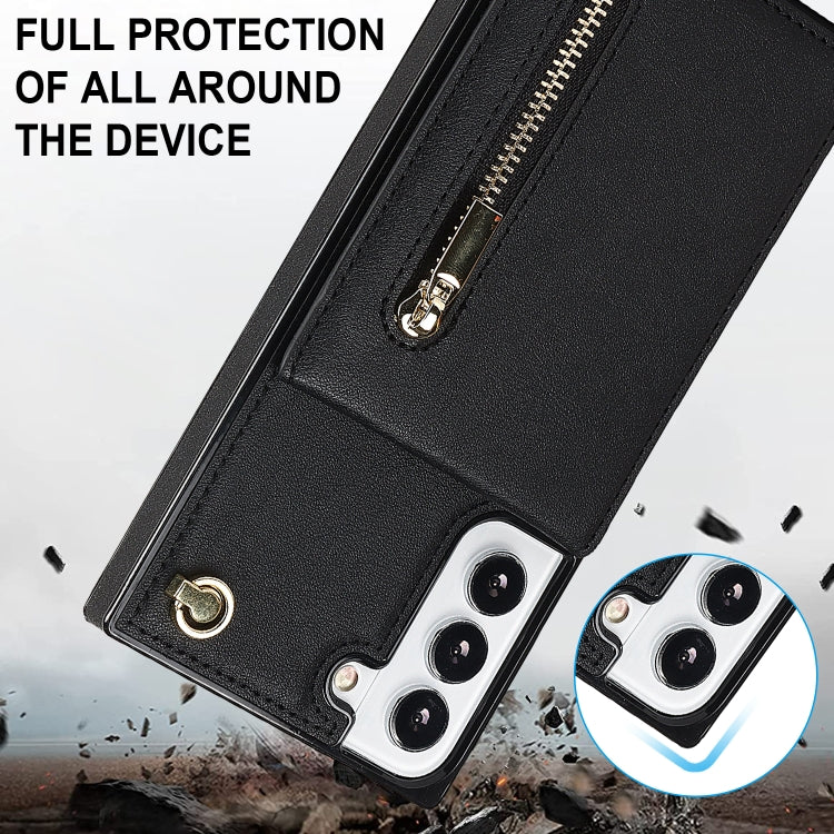 Cross-body Square Zipper Card Holder Bag Phone Case, For Samsung Galaxy S22+ 5G, For Samsung Galaxy S22 5G, For Samsung Galaxy S21 FE 5G, For Samsung Galaxy S22 Ultra 5G