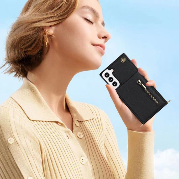 Cross-body Square Zipper Card Holder Bag Phone Case, For Samsung Galaxy S22+ 5G, For Samsung Galaxy S22 5G, For Samsung Galaxy S21 FE 5G, For Samsung Galaxy S22 Ultra 5G