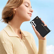 Load image into Gallery viewer, Cross-body Square Zipper Card Holder Bag Phone Case, For Samsung Galaxy S22+ 5G, For Samsung Galaxy S22 5G, For Samsung Galaxy S21 FE 5G, For Samsung Galaxy S22 Ultra 5G