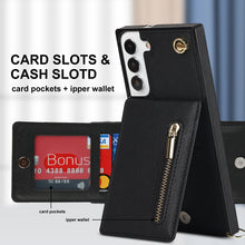 Load image into Gallery viewer, Cross-body Square Zipper Card Holder Bag Phone Case, For Samsung Galaxy S22+ 5G, For Samsung Galaxy S22 5G, For Samsung Galaxy S21 FE 5G, For Samsung Galaxy S22 Ultra 5G